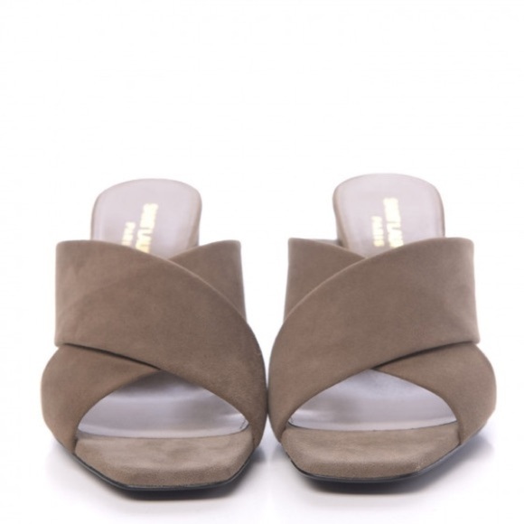 SAINT LAURENT Suede LouLou 70 Mules in Taupe - Picture 3 of 11